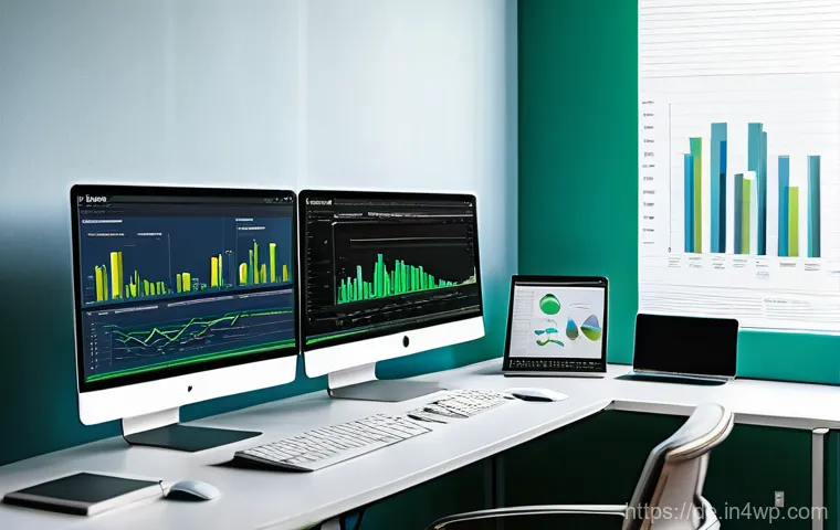 성과 관리와 목표 달성의 관계 - **Image Prompt:** A dynamic, modern office environment. On the left, a cluttered desk with stacks of...