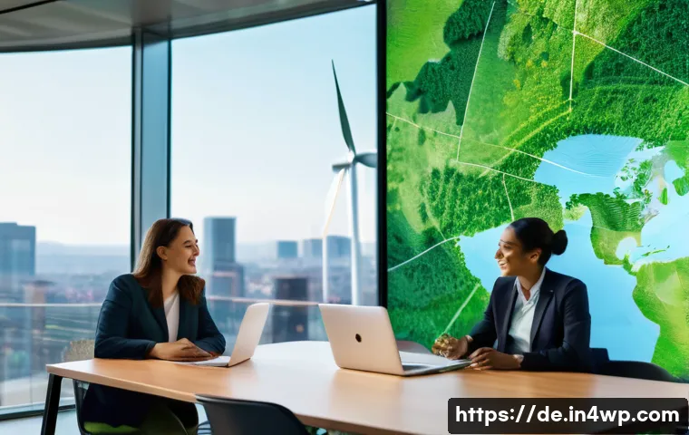 성과 평가 기준 및 방법론 - **Image Prompt 1: "Sustainable Future Leaders"**
    A vibrant, sunlit, modern corporate office inte...