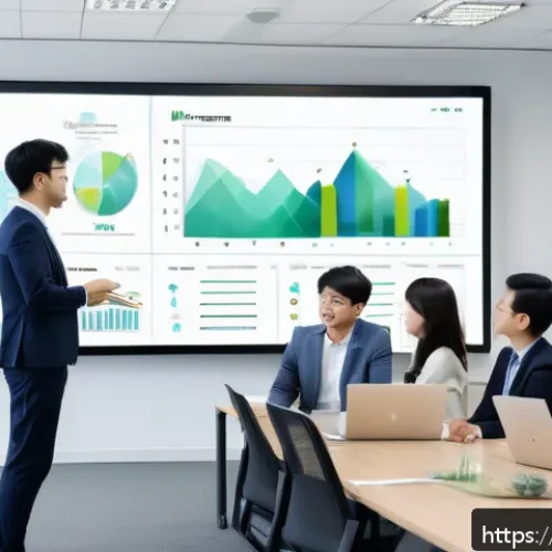 성과 관리와 조직 효율성 증대 - A modern corporate office scene illustrating a diverse team engaged in a dynamic goal-setting meetin...