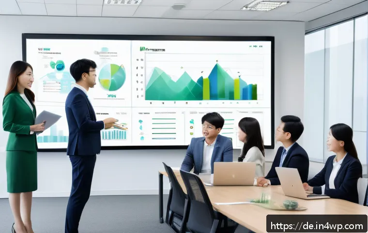 성과 관리와 조직 효율성 증대 - A modern corporate office scene illustrating a diverse team engaged in a dynamic goal-setting meetin...