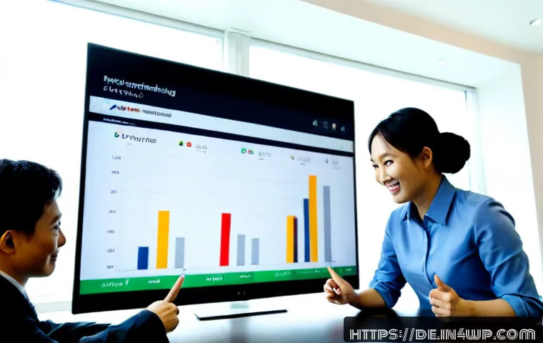 결과 중심 성과 관리의 성공 사례 - Photorealistic business success scene, diverse project team in a bright modern office reviewing a co...